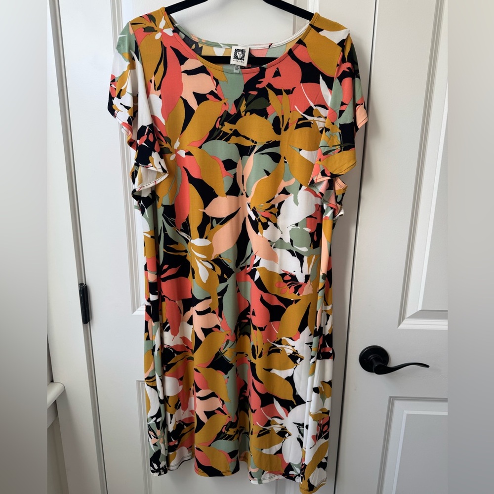 Anne Klein Dress in Multicolor Leaf Print
